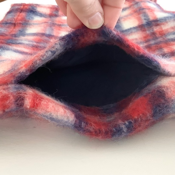 Madewell Nicolette Brushed Plaid Popover Top XS Wool Blend Pockets - Picture 11 of 13